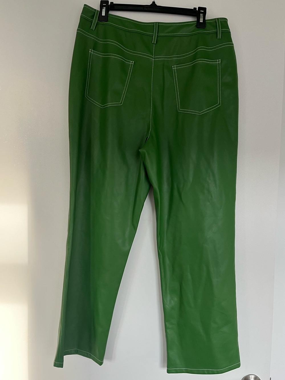 Staud High-Rise Green Faux Leather Pants - Picture 4 of 8
